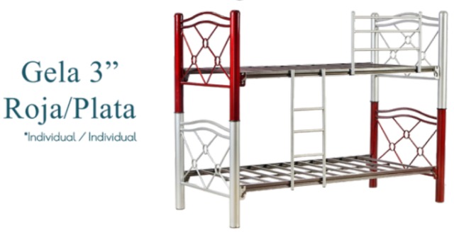 Foto de litera tubular gela 3" naranja, plata/roja, azul/plata