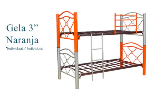 Foto de litera tubular gela 3" naranja, plata/roja, azul/plata