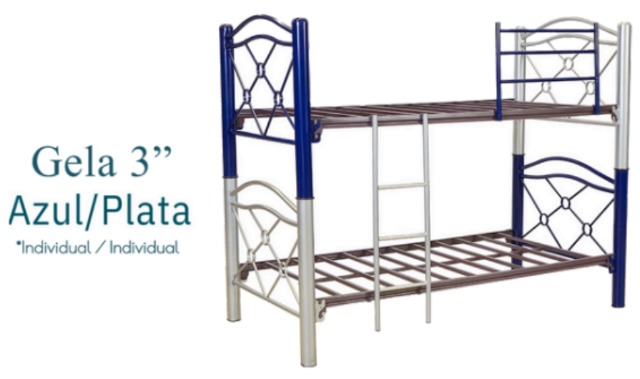 Foto de litera tubular gela 3" naranja, plata/roja, azul/plata