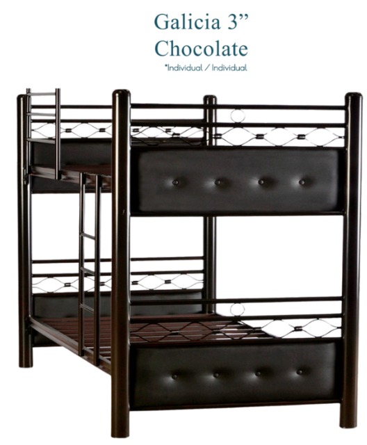 Foto de litera tubular galicia 3" chocolate