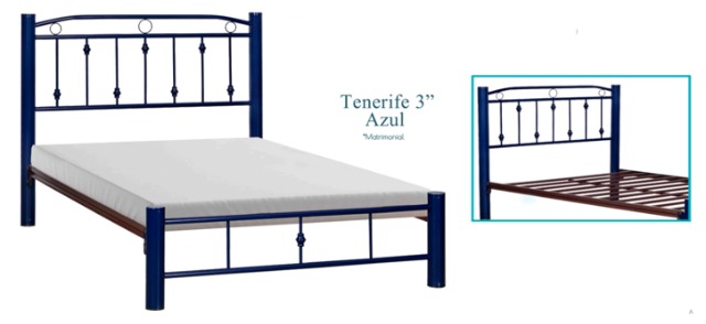 Foto de cama tubular tenerife 3" azul