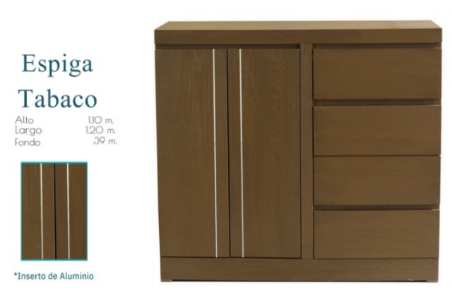 Foto de cómoda espiga chocolate / blanca / roble / tabaco