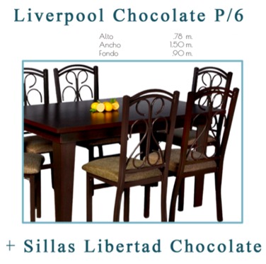 Foto de liverpool chocolate p/6 + sillas libertad chocolate