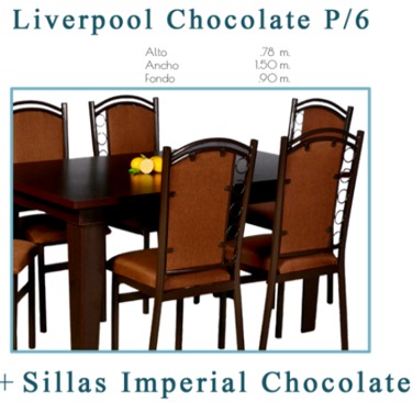 Foto de liverpool chocolate p/6 + sillas imperial chocolate