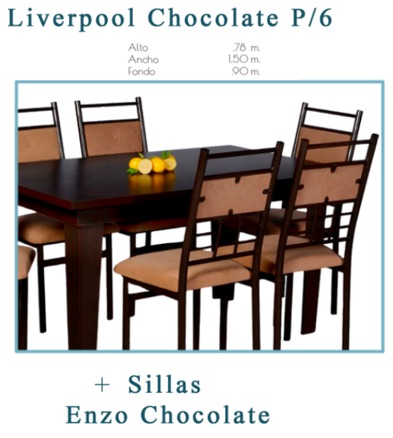 Foto de liverpool chocolate p/6 + sillas enzo chocolate