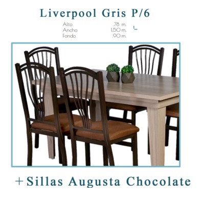 Foto de liverpool gris p/6 + sillas augusta chocolate