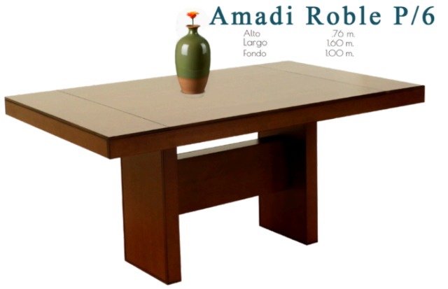 Foto de mesa amadi roble p/6