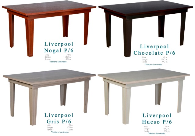 Foto de mesa liverpool nogal, chocolate, gris y hueso p/6