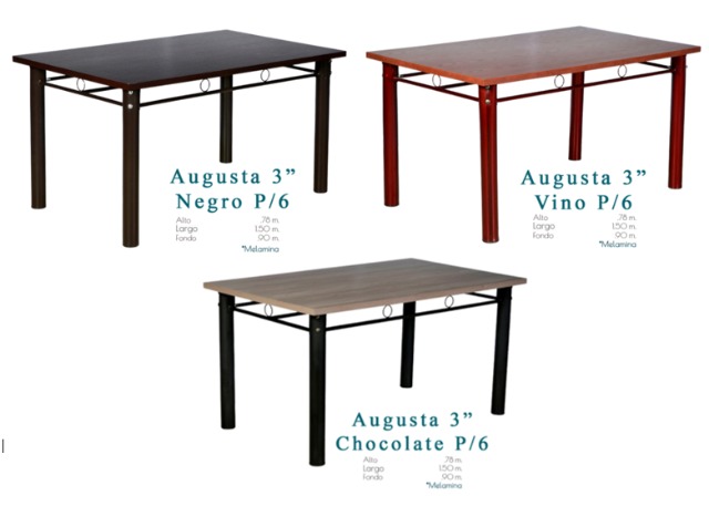 Foto de mesa augusta 3" negro, vino, chocolate p/6