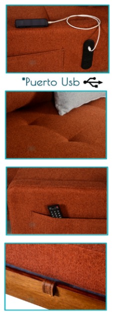 Foto de sofá cama monza marrón / chocolate / gris